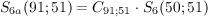 S_{6a}(91; 51) = C_{91; 51} \cdot S_6(50; 51)