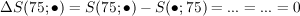 \Delta S(75; \bullet) = S(75; \bullet) - S(\bullet; 75) = ... = ... = 0